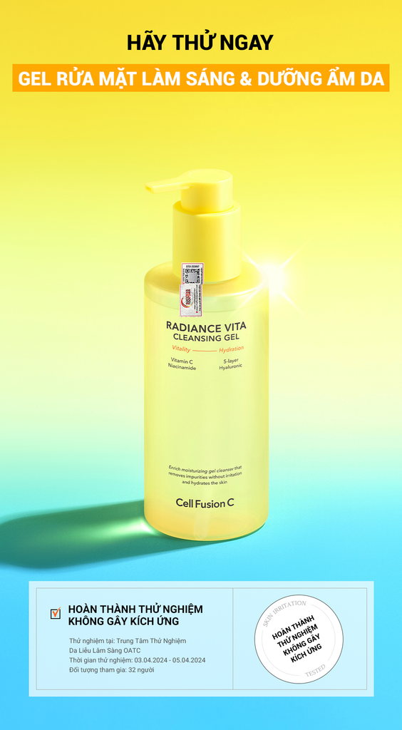 Gel Rửa Mặt Làm Sáng & Dưỡng Ẩm Da Cell Fusion C Radiance Vita Cleansing Gel Serene Space Sản Phẩm Chính Hãng