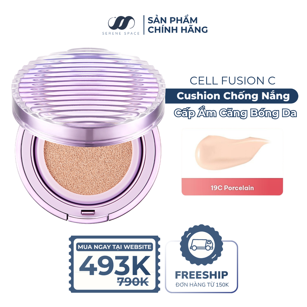 Cushion Chống Nắng Cấp Ẩm Cell Fusion C Glass Skin Cushion SPF 40 PA ++ 13G Serene Space Chính Hãng