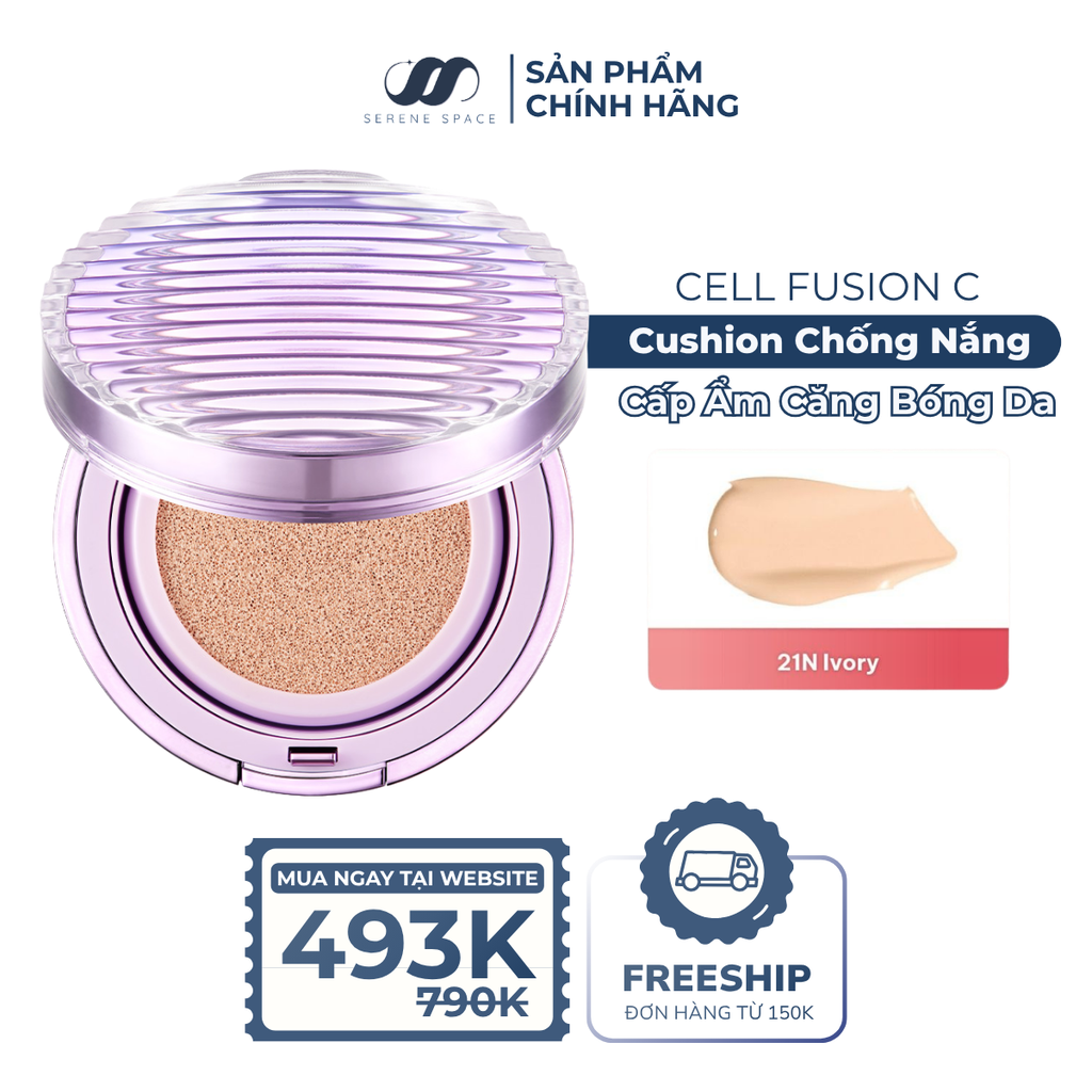 Cushion Chống Nắng Cấp Ẩm Cell Fusion C Glass Skin Cushion SPF 40 PA ++ 13G Serene Space Chính Hãng