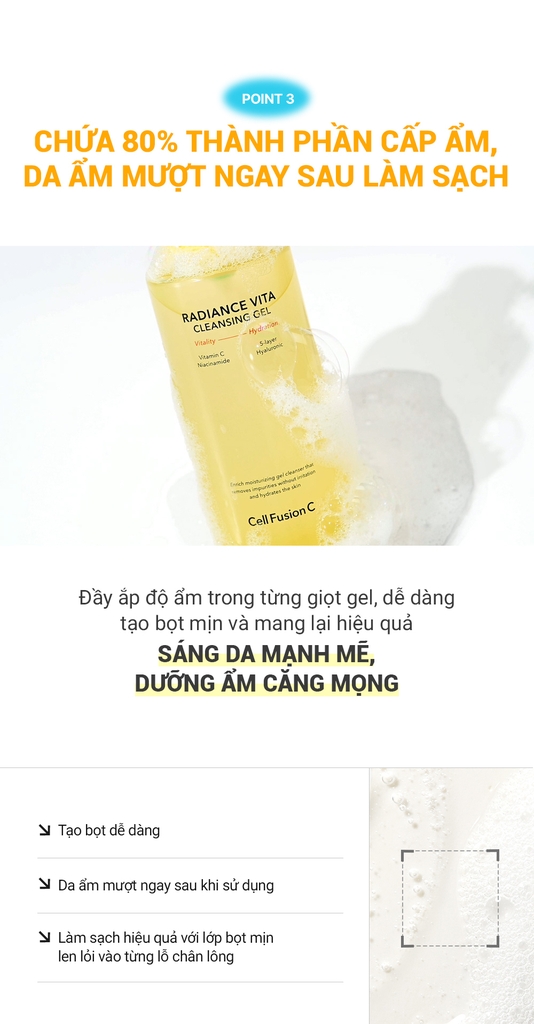 Gel Rửa Mặt Làm Sáng & Dưỡng Ẩm Da Cell Fusion C Radiance Vita Cleansing Gel Serene Space Sản Phẩm Chính Hãng