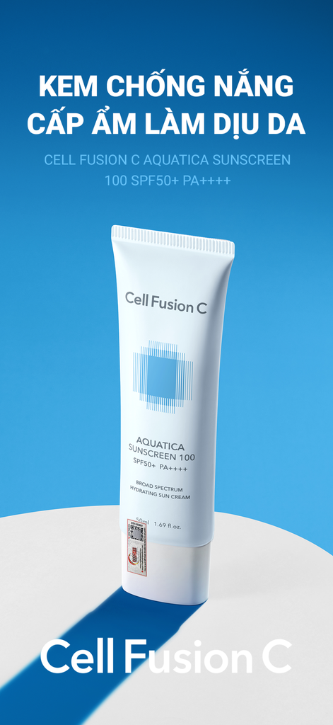 Kem Chống Nắng Cấp Ẩm & Làm Dịu Da Khô Cell Fusion C Aquatica Sunscreen 100 SPF50+ PA++++ Serene Space Sản Phẩm Chính Hãng