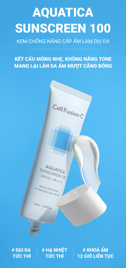 Kem Chống Nắng Cấp Ẩm & Làm Dịu Da Khô Cell Fusion C Aquatica Sunscreen 100 SPF50+ PA++++ Serene Space Sản Phẩm Chính Hãng