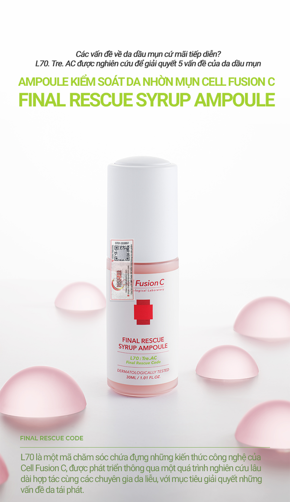 Ampoule Kiểm Soát Dầu & Dưỡng Sáng Da Nhờn Mụn Xỉn Màu Cell Fusion C Final Rescue Syrup Ampoule Serene Space Sản Phẩm Chính Hãng