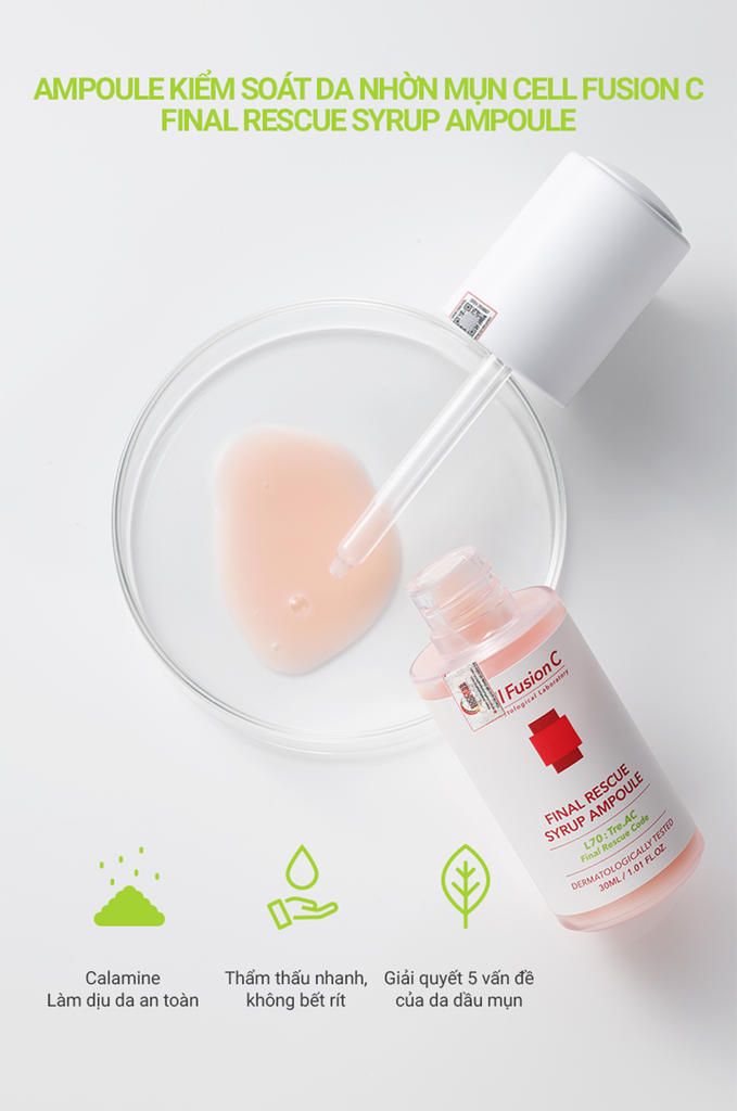 Ampoule Kiểm Soát Dầu & Dưỡng Sáng Da Nhờn Mụn Xỉn Màu Cell Fusion C Final Rescue Syrup Ampoule Serene Space Sản Phẩm Chính Hãng