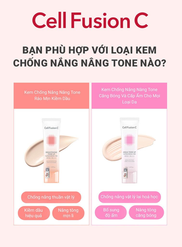[Combo 35ml+35ml] Kem Chống Nắng Nâng Tone Ráo Mịn Kiềm Dầu Cell Fusion C Brightening Tone Up Sunscreen 100 SPF50+ PA ++++ Serene Space Sản Phẩm Chính Hãng