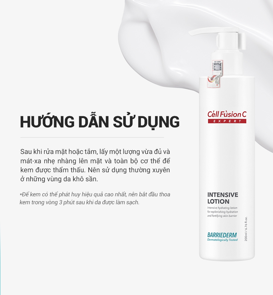 Sữa Dưỡng Ẩm & Phục Hồi Hàng Rào Bảo Vệ Da Cell Fusion C Expert Barriederm Intensive Lotion Serene Space Sản Phẩm Chính Hãng