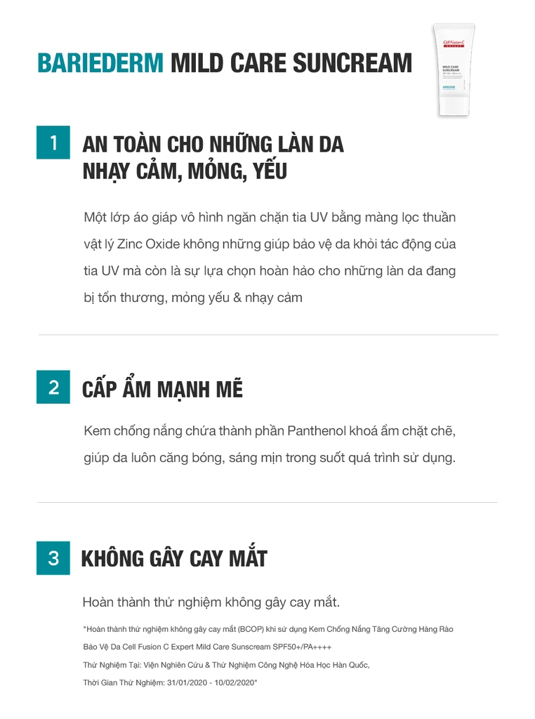 [Combo 50ml+50ml] Kem Chống Nắng Vật Lý Tăng Cường Hàng Rào Bảo Vệ Da Cell Fusion C Expert Barriederm Mild Care Suncream SPF 50+/ PA++++ Serene Space Sản Phẩm Chính Hãng