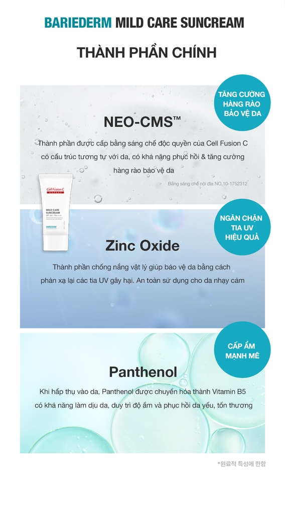 [Combo 50ml+50ml] Kem Chống Nắng Vật Lý Tăng Cường Hàng Rào Bảo Vệ Da Cell Fusion C Expert Barriederm Mild Care Suncream SPF 50+/ PA++++ Serene Space Sản Phẩm Chính Hãng