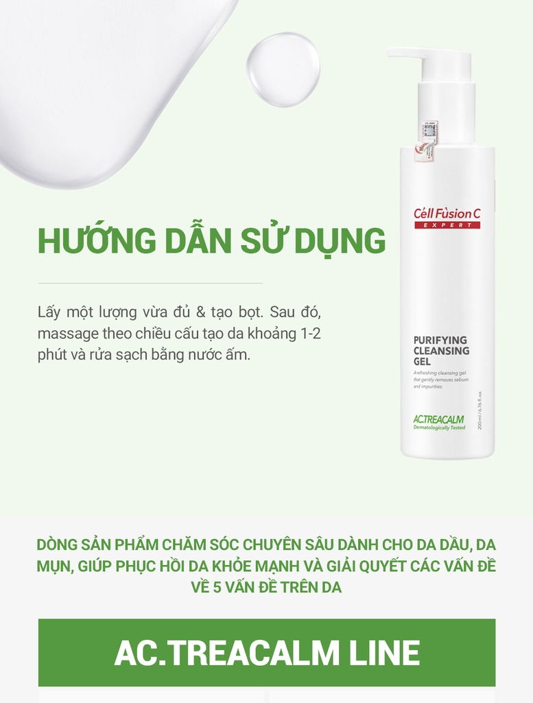 Gel Rửa Mặt Thanh Khiết Cho Da Nhờn Mụn Cell Fusion C Expert Purifying Cleansing Gel Serene Space Sản Phẩm Chính Hãng
