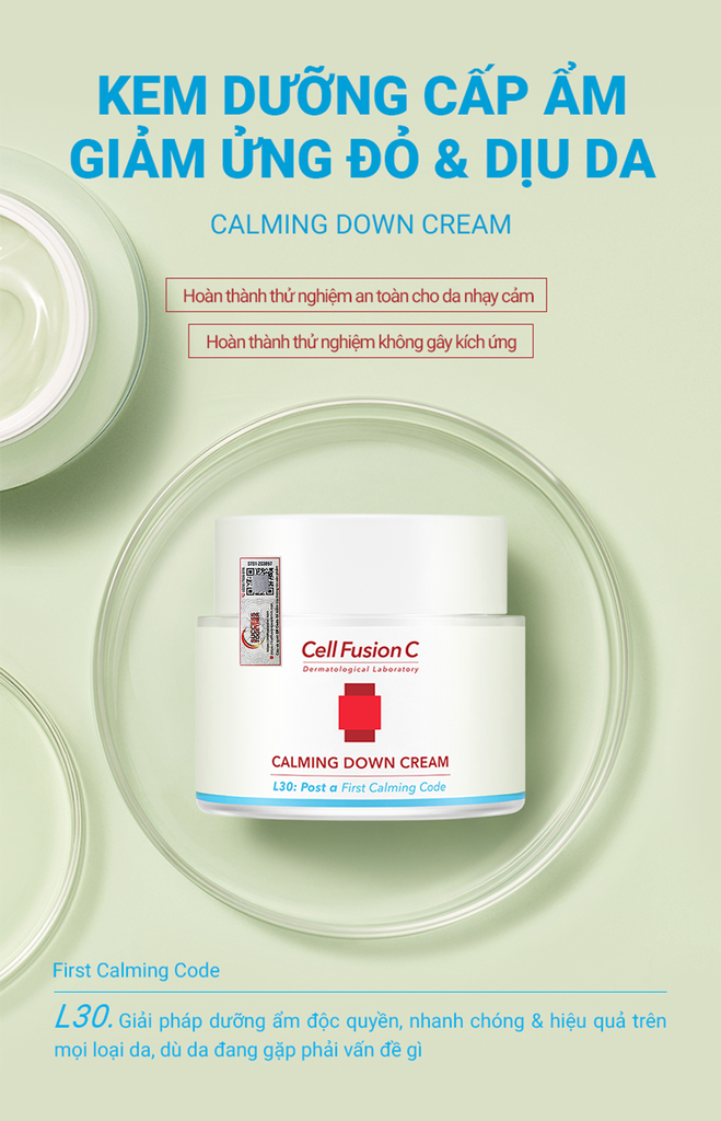 Kem Dưỡng Cấp Ẩm Làm Dịu Da & Giảm Đỏ Trên Da Cell Fusion C Cica Calming Down Cream Serene Space Sản Phẩm Chính Hãng
