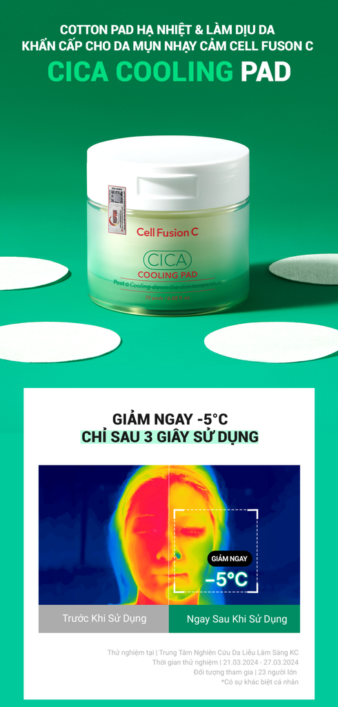 Toner Pad Rau Má Làm Lạnh Hạ Nhiệt -5 Độ Giảm Mụn & Làm Dịu Da Ửng Đỏ Cháy Nắng Cell Fusion C Cica Cooling Pad Serene Space Sản Phẩm Chính Hãng