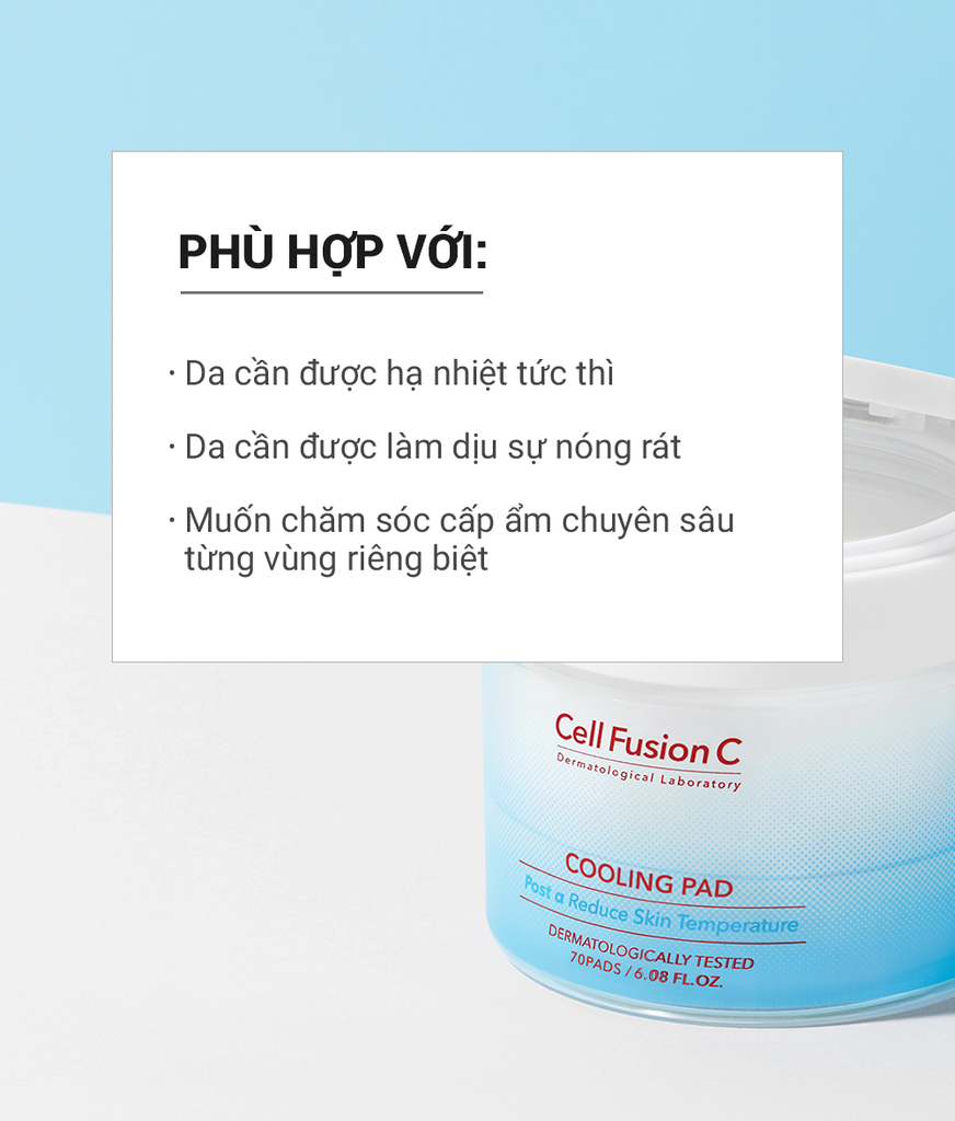 Toner Pad Làm Lạnh Hạ Nhiệt - 5.7 Độ & Làm Dịu Da Cháy Nắng Ửng Đỏ Khẩn Cấp Cell Fusion C Cooling Pad Serene Space Sản Phẩm Chính Hãng