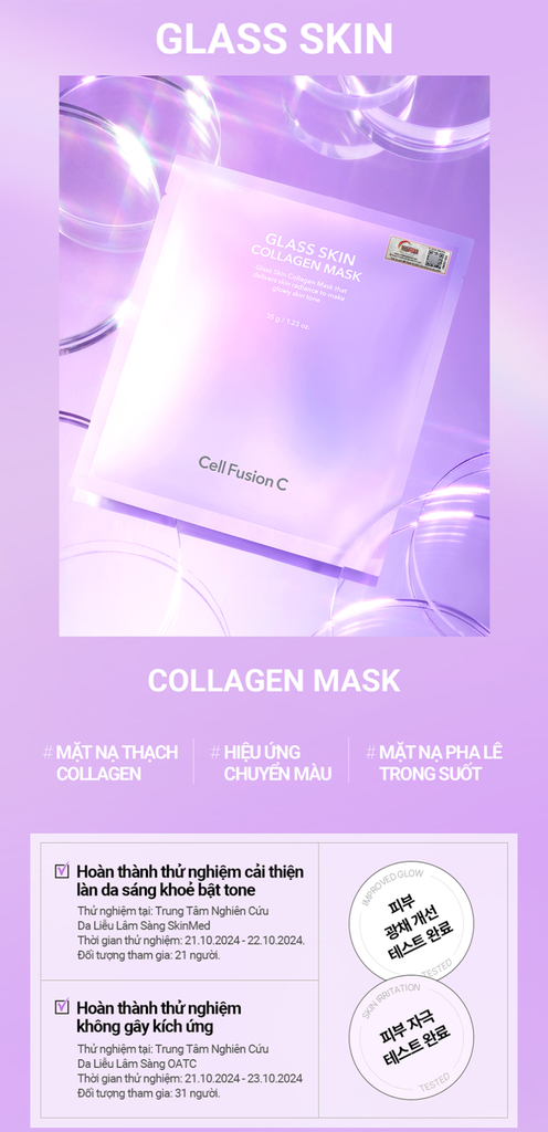 Mặt Nạ Collagen Cao Cấp Dưỡng Sáng Nâng Cơ Giảm Nhăn Cấp Ẩm Căng Bóng Da Cell Fusion C Glass Skin Collagen Mask Serene Space Sản Phẩm Chính Hãng