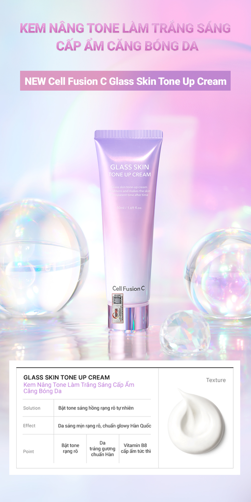 Kem Nâng Tone Làm Trắng Sáng Cấp Ẩm Căng Bóng Da Cell Fusion C Glass Skin Tone Up Cream Serene Space Sản Phẩm Chính Hãng