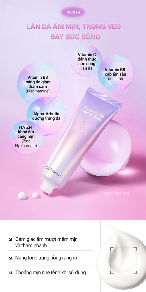 Kem Nâng Tone Làm Trắng Sáng Cấp Ẩm Căng Bóng Da Cell Fusion C Glass Skin Tone Up Cream Serene Space Sản Phẩm Chính Hãng