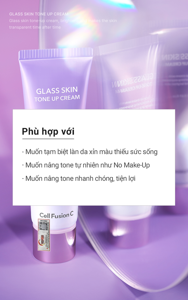 Kem Nâng Tone Làm Trắng Sáng Cấp Ẩm Căng Bóng Da Cell Fusion C Glass Skin Tone Up Cream Serene Space Sản Phẩm Chính Hãng