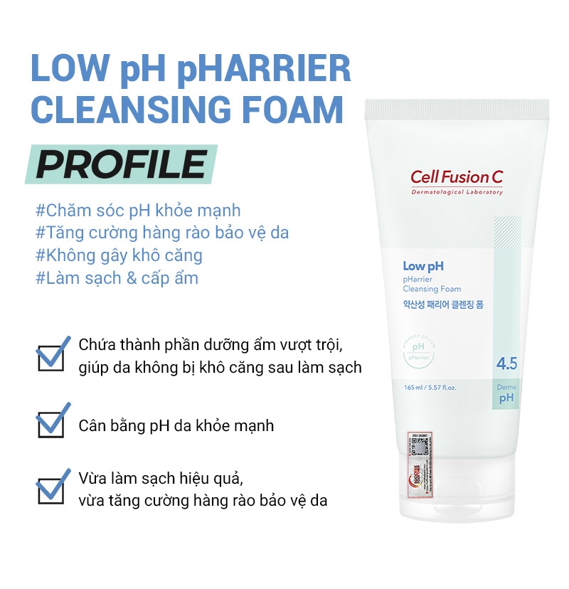 Sữa Rửa Mặt Cấp Ẩm & Cân Bằng Độ pH Trên Da Cell Fusion C Low pH pHarrier Cleansing Foam Serene Space Sản Phẩm Chính Hãng