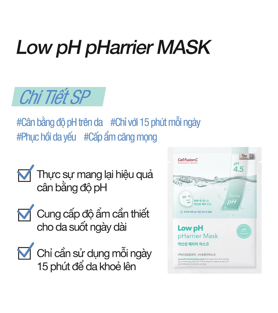 Mặt Nạ Cấp Ẩm & Cân Bằng Độ pH Cell Fusion C Low pH pHarrier Mask Serene Space Sản Phẩm Chính Hãng