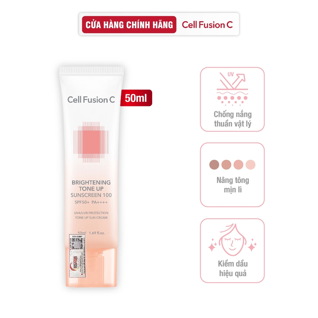 [Combo 35ml+35ml] Kem Chống Nắng Nâng Tone Ráo Mịn Kiềm Dầu Cell Fusion C Brightening Tone Up Sunscreen 100 SPF50+ PA ++++ Serene Space Sản Phẩm Chính Hãng
