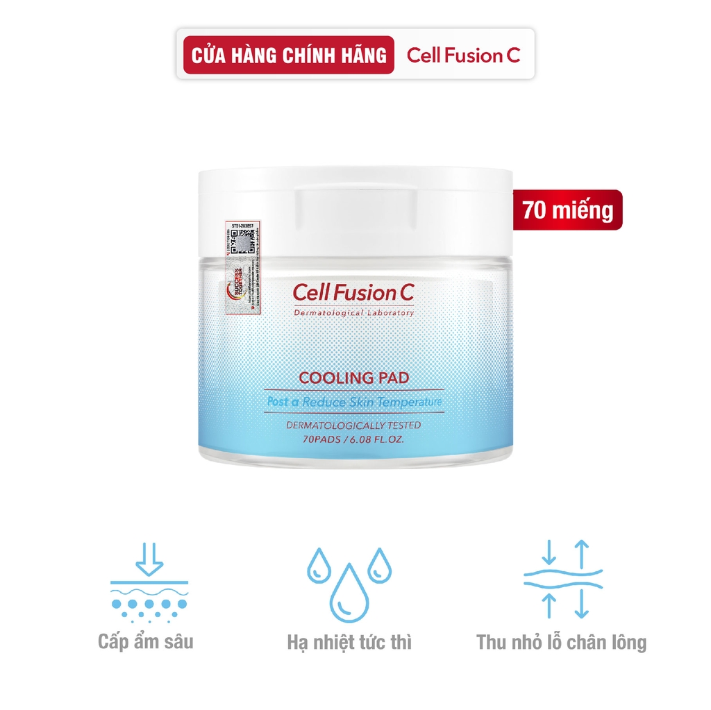 Toner Pad Làm Lạnh Hạ Nhiệt - 5.7 Độ & Làm Dịu Da Cháy Nắng Ửng Đỏ Khẩn Cấp Cell Fusion C Cooling Pad Serene Space Sản Phẩm Chính Hãng