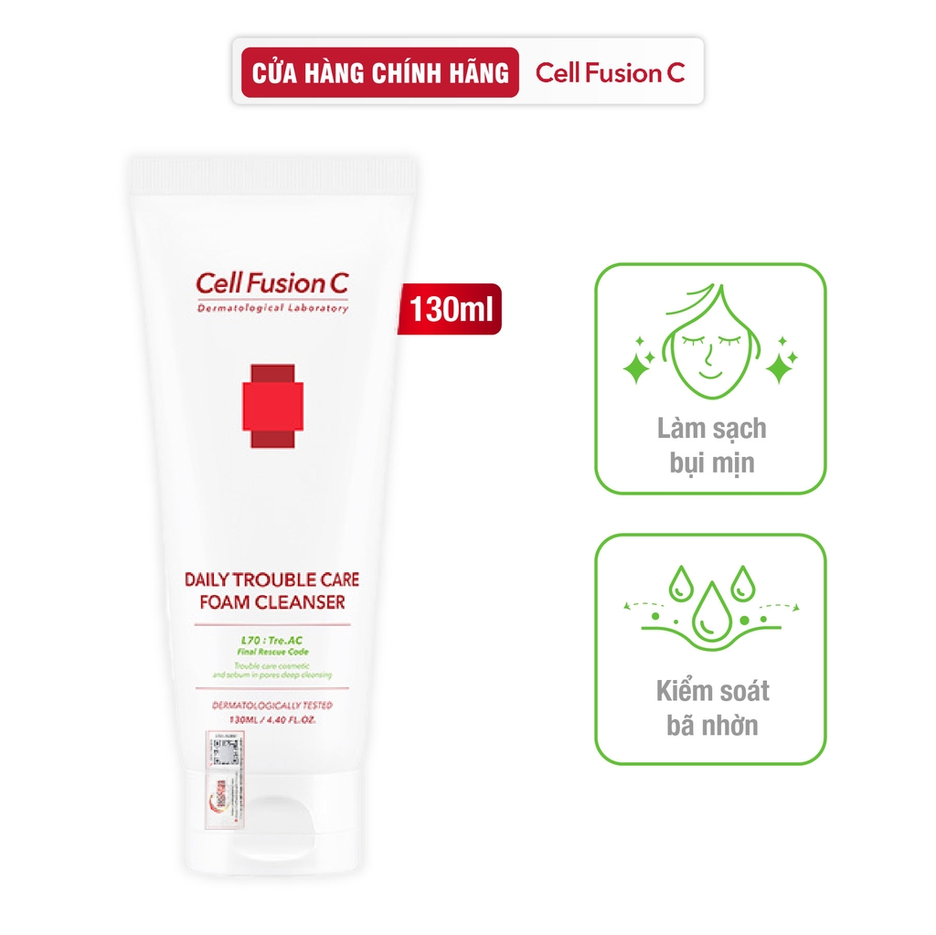Sữa Rửa Mặt Làm Sạch Bụi Mịn Kiềm Dầu Giảm Mụn Cell Fusion C Daily Trouble Care Foam Cleanser Serene Space Sản Phẩm Chính Hãng