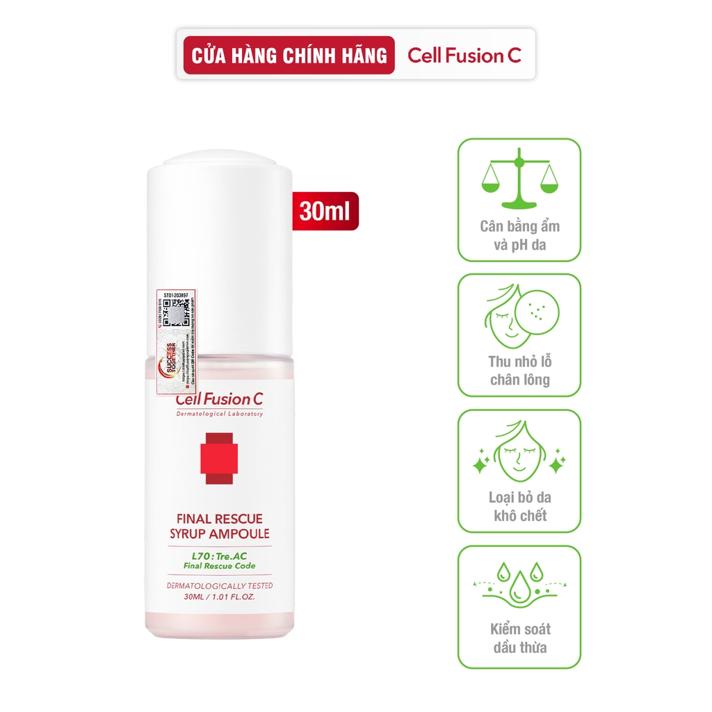 Ampoule Kiểm Soát Dầu & Dưỡng Sáng Da Nhờn Mụn Xỉn Màu Cell Fusion C Final Rescue Syrup Ampoule Serene Space Sản Phẩm Chính Hãng