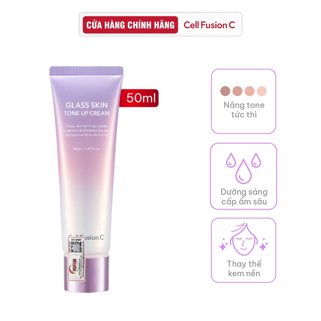 Kem Nâng Tone Làm Trắng Sáng Cấp Ẩm Căng Bóng Da Cell Fusion C Glass Skin Tone Up Cream Serene Space Sản Phẩm Chính Hãng