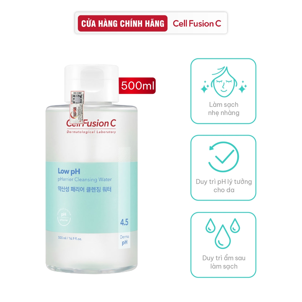 Nước Tẩy Trang Rửa Mặt Cấp Ẩm Cân Bằng độ pH Trên Da Cell Fusion C Low pH Pharrier Cleansing Water Serene Space Sản Phẩm Chính Hãng