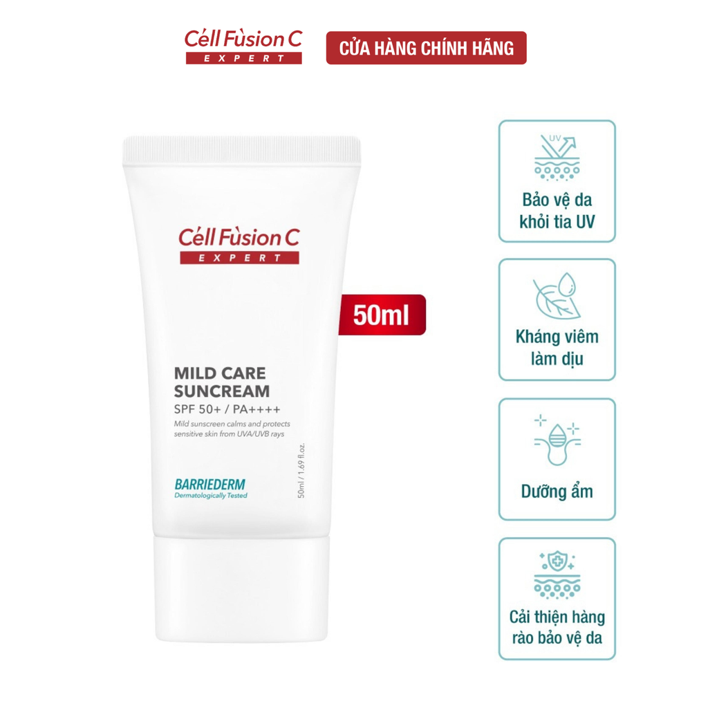 Kem Chống Nắng Vật Lý Tăng Cường Hàng Rào Bảo Vệ Da Cell Fusion C Expert Barriederm Mild Care Suncream SPF 50+/ PA++++ Serene Space Sản Phẩm Chính Hãng