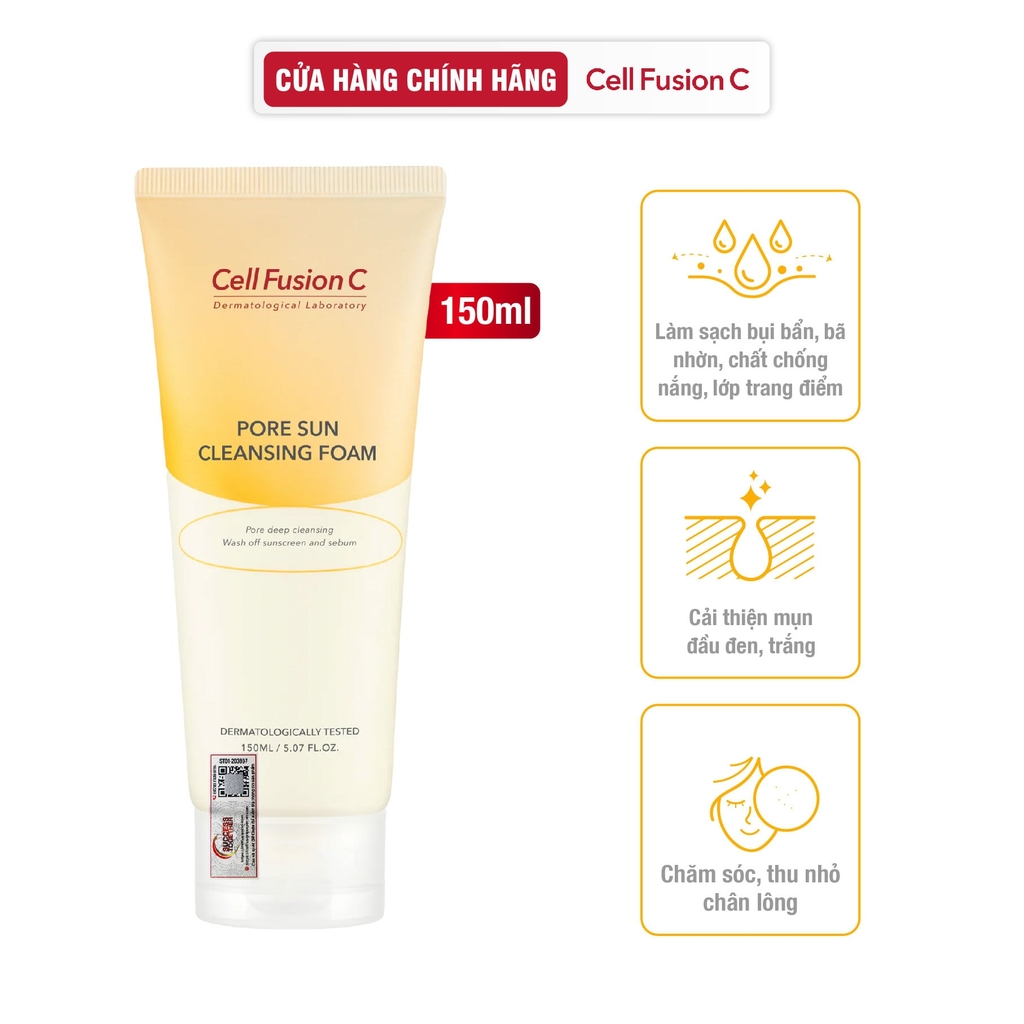 Sữa Rửa Mặt Làm Sạch Chống Nắng & Giảm Mụn Đầu Đen Bã Nhờn Cell Fusion C Pore Sun Cleansing Foam Serene Space Sản Phẩm Chính Hãng