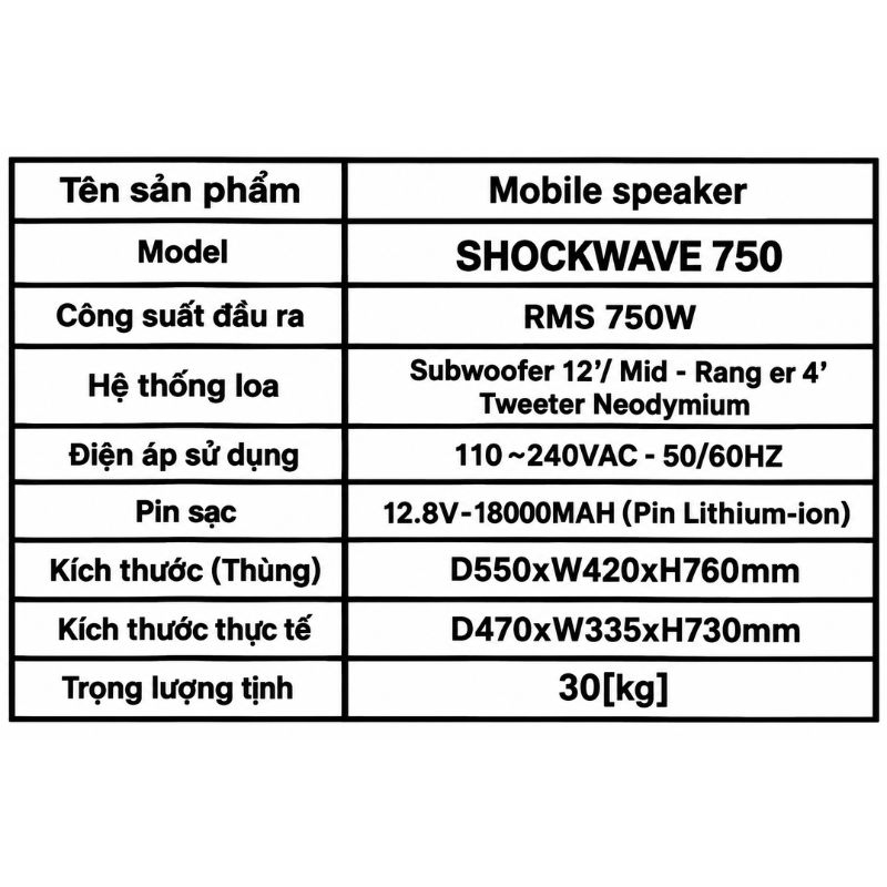 Loa Karaoke Xách Tay KCBox Shockwave 750