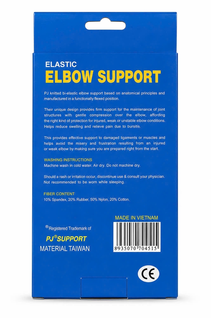 BĂNG HỖ TRỢ KHUỶU TAY PJ 653 - CO GIÃN 4 CHIỀU, BẢN NGẮN (SHORT ELBOW SUPPORT)