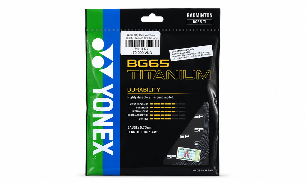 CƯỚC CẦU LÔNG YONEX BG65 TITANIUM SỢI 10 M