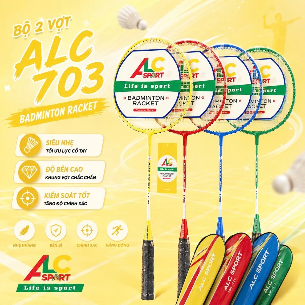 BỘ 2 VỢT CẦU LÔNG ALC PRO-702 KÈM BAO
