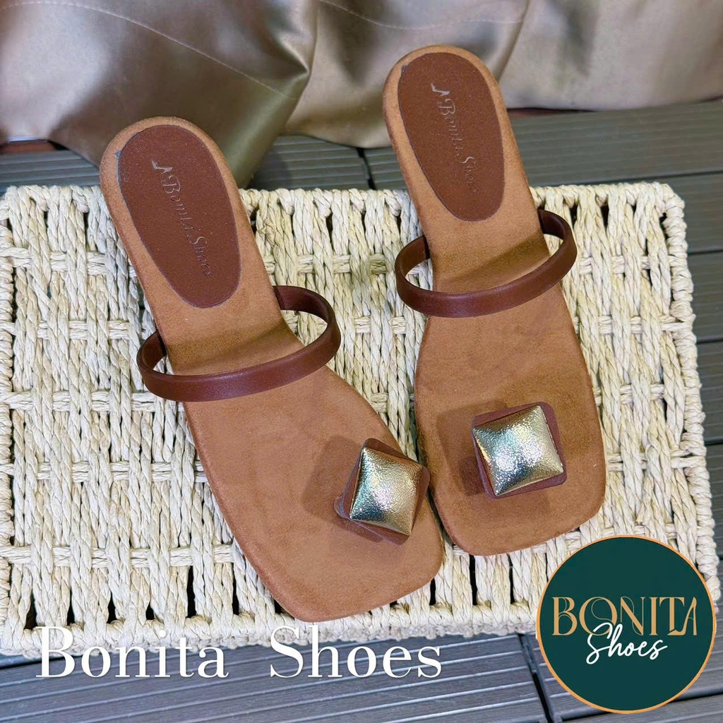 D629 Cao gót nữ Bonita Shoes quai ngang xỏ HỘT đá to 3cm - NS12