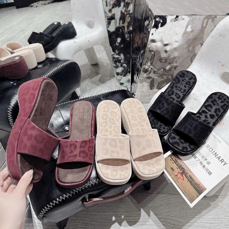 BM285 Dép xuồng nữ Bonita Shoes quai bản ngang lót da ánh beo đế 6cm - NS12