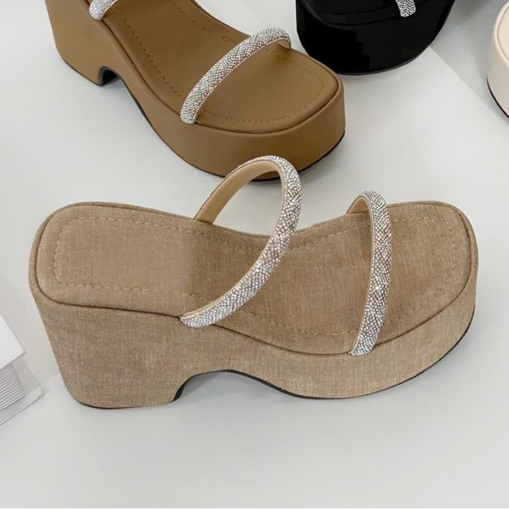 BM250 Dép xuồng nữ Bonita Shoes 2 quai đá sáng 8 cm - NS2