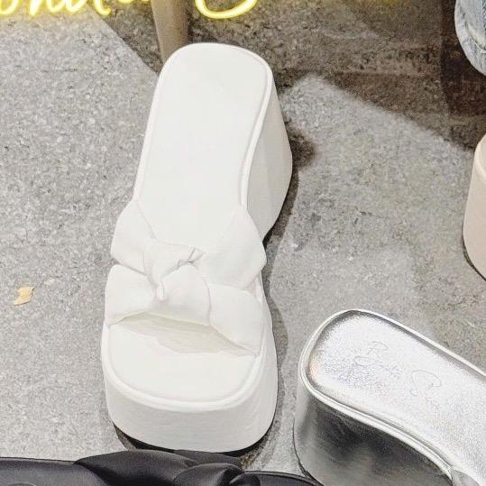 BM286 Dép xuồng bánh mì nữ Bonita Shoes quai nơ gút thắt lót đệm êm cao 10 cm - NS2