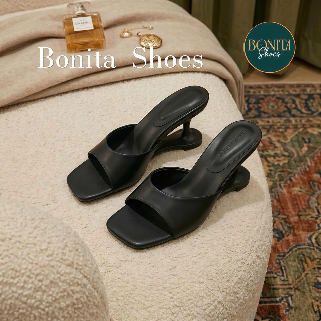 G306 Guốc cao gót nữ Bonita Shoes mũi vuông quai bản ngang GÓT MỚI da mềm cao 6cm - NS12