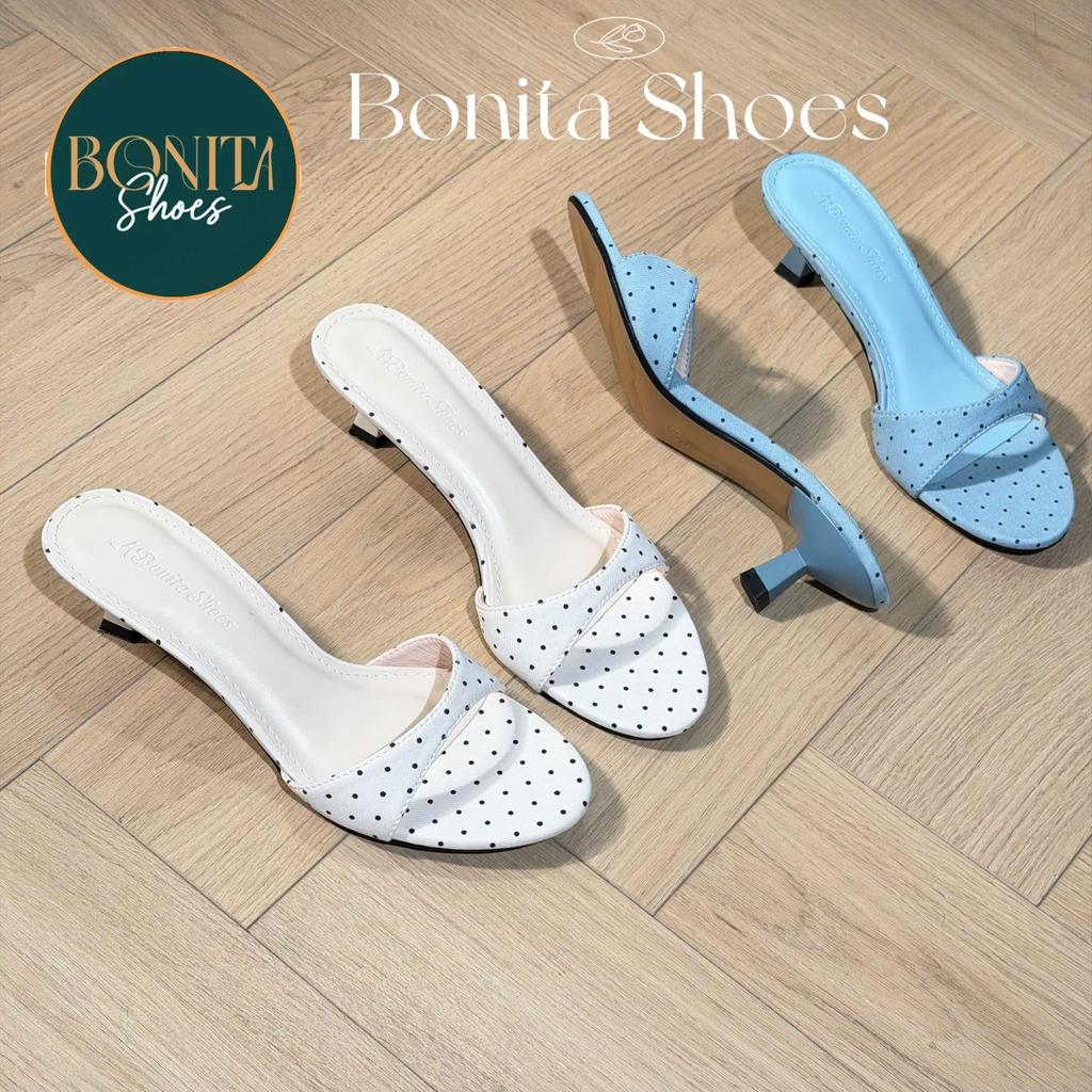 G506 Cao gót nữ Bonita Shoes CHẤM BI quai ngang cao 5cm - NS1