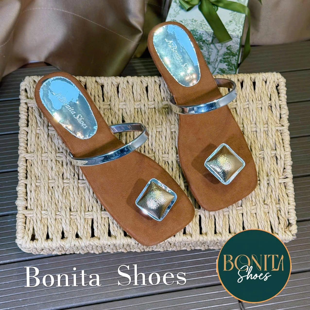 D629 Cao gót nữ Bonita Shoes quai ngang xỏ HỘT đá to 3cm - NS12