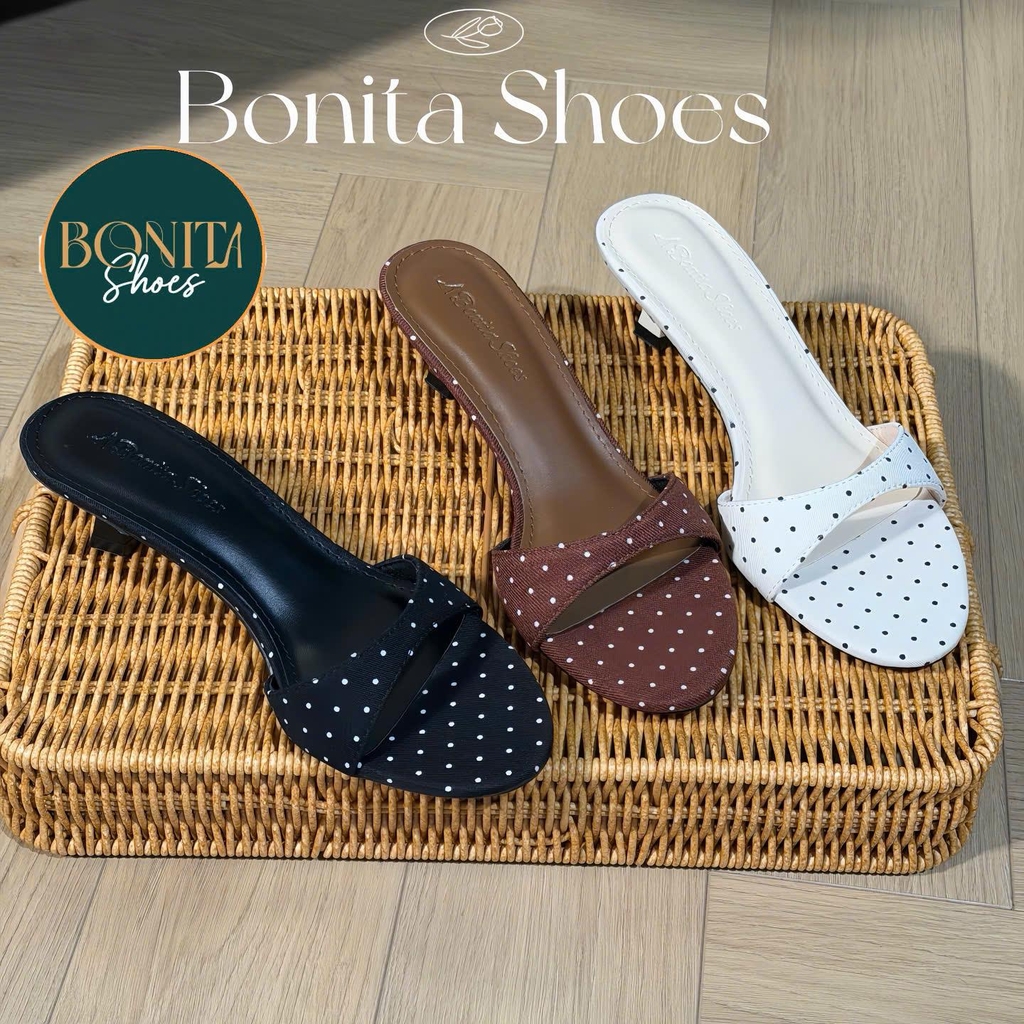 G506 Cao gót nữ Bonita Shoes CHẤM BI quai ngang cao 5cm - NS1