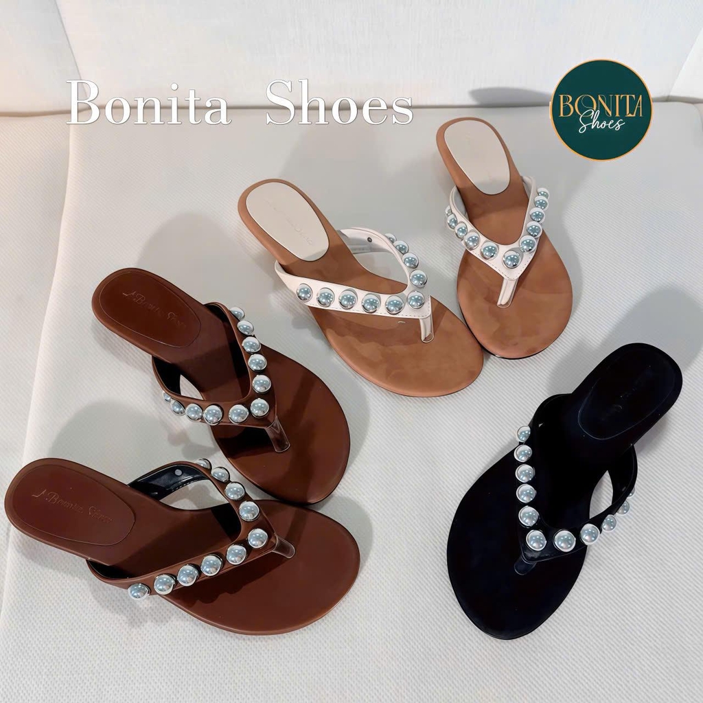 D296 Cao gót nữ Bonita Shoes quai kẹp đính NHIỀU Đá gót cao 3cm - NS12