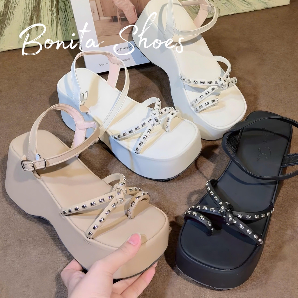 DX720 Sandal xuồng nữ Bonita Shoes quai chéo thắt 8cm - NS2