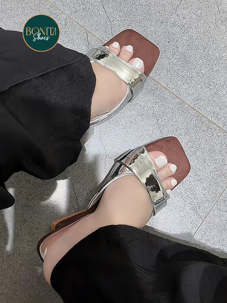 G299 Guốc cao gót nữ Bonita Shoes quai ngang gót pháp mũi vuông cao 5cm - NS12