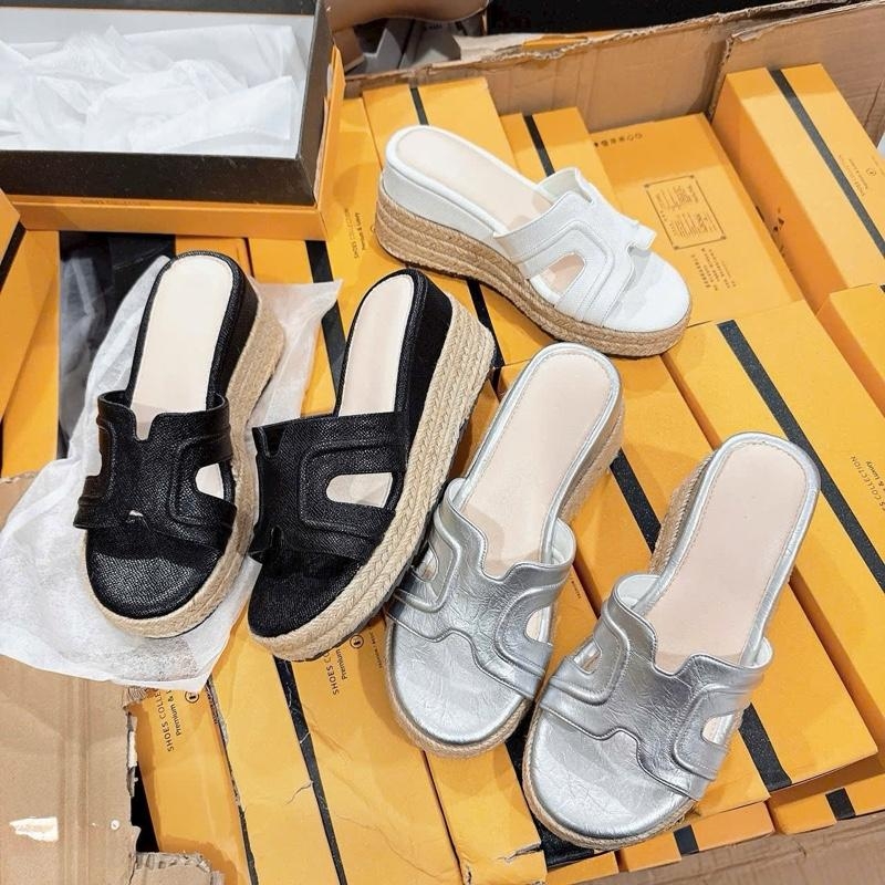 BMC19 Dép xuồng nữ đế cối Bonita Shoes quai da H mềm đế cối cao 7 cm và 9 cm C - NS2