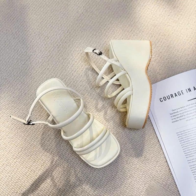 BMS226 Sandal xuồng nữ Bonita Shoes đế đúp 4 quai mảnh ngang cao 10 cm - NS2