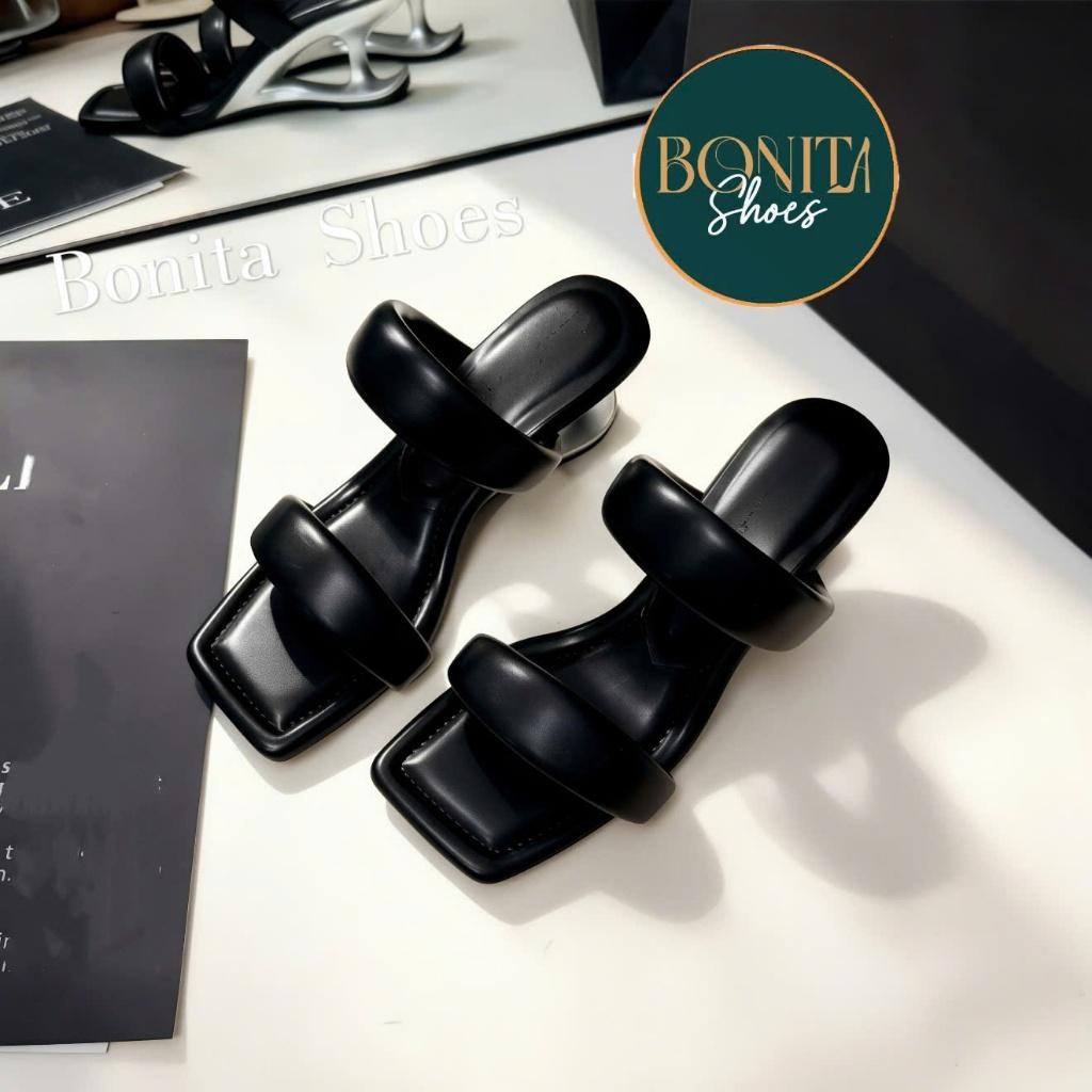 G532 Guốc cao gót nữ Bonita Shoes mũi vuông 2 quai mút mềm gót mới - NS1