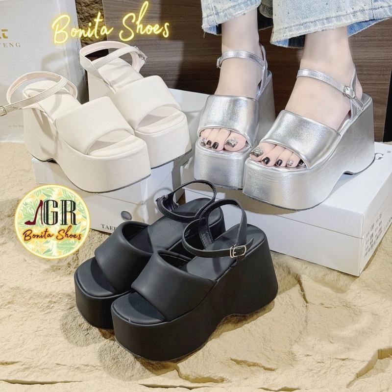 BMS19 SANDAL xuồng bánh mì nữ Bonita Shoes quai ngang khoá gài 7 cm và 10 cm -  NS2