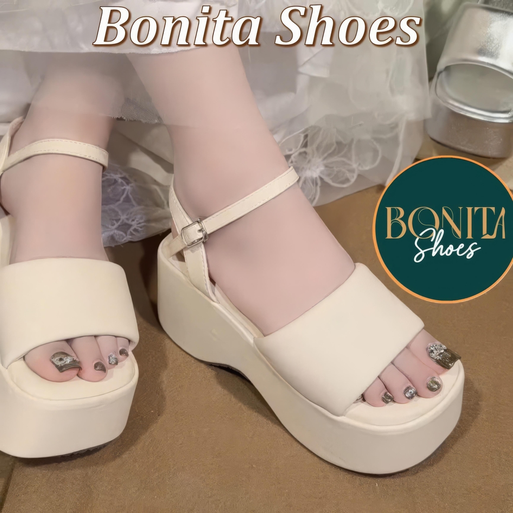 BMS19 SANDAL xuồng bánh mì nữ Bonita Shoes quai ngang khoá gài 7 cm và 10 cm -  NS2